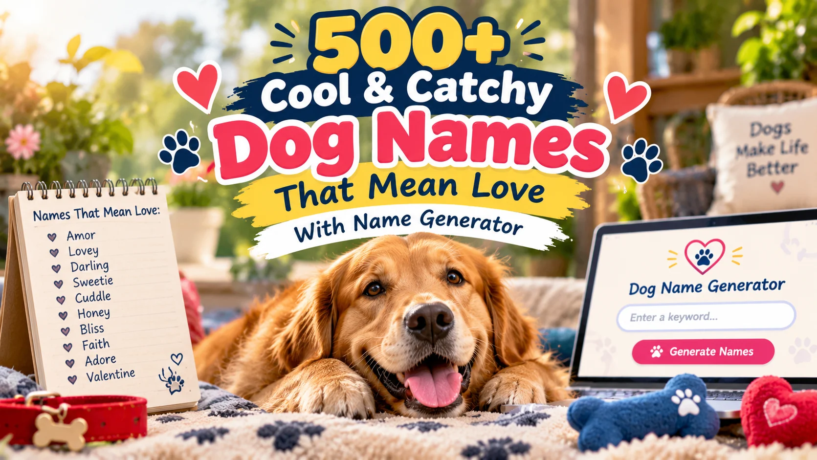 Cool & Catchy Dog Names That Mean Love With Name Generator