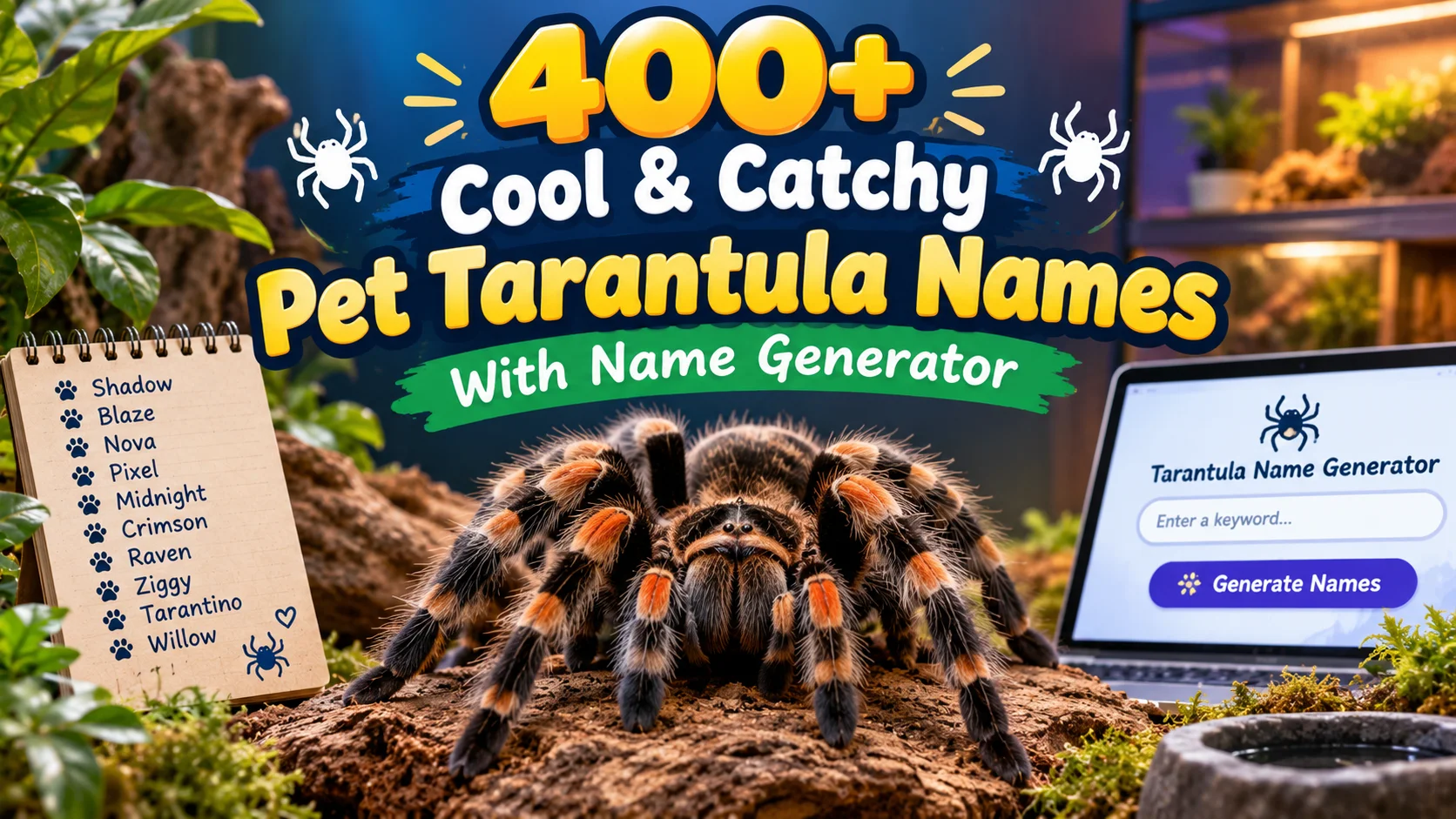 Cool & Catchy Pet Tarantula Names With Name Generator