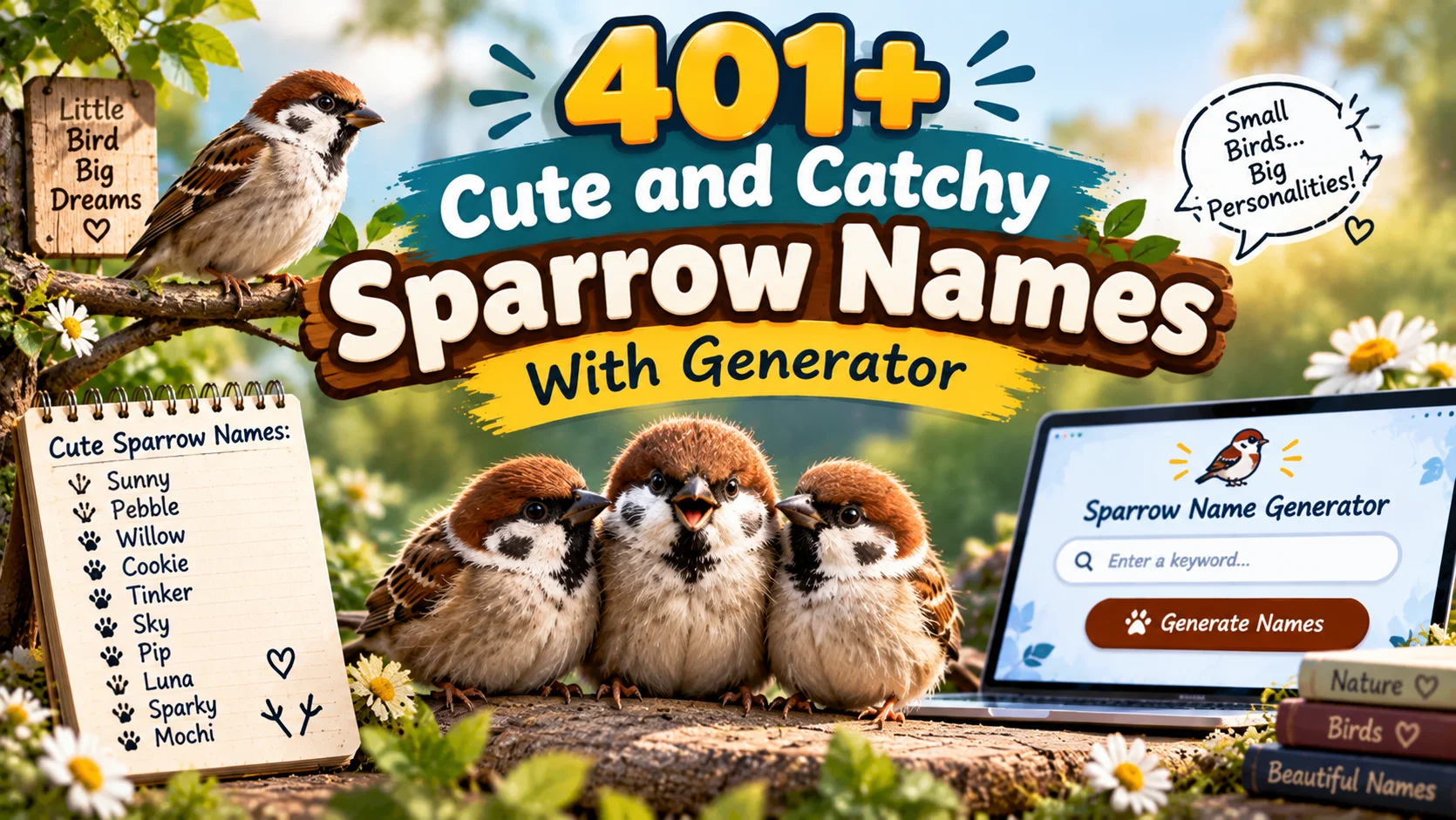 Cute and Catchy Sparrow Names With Generator