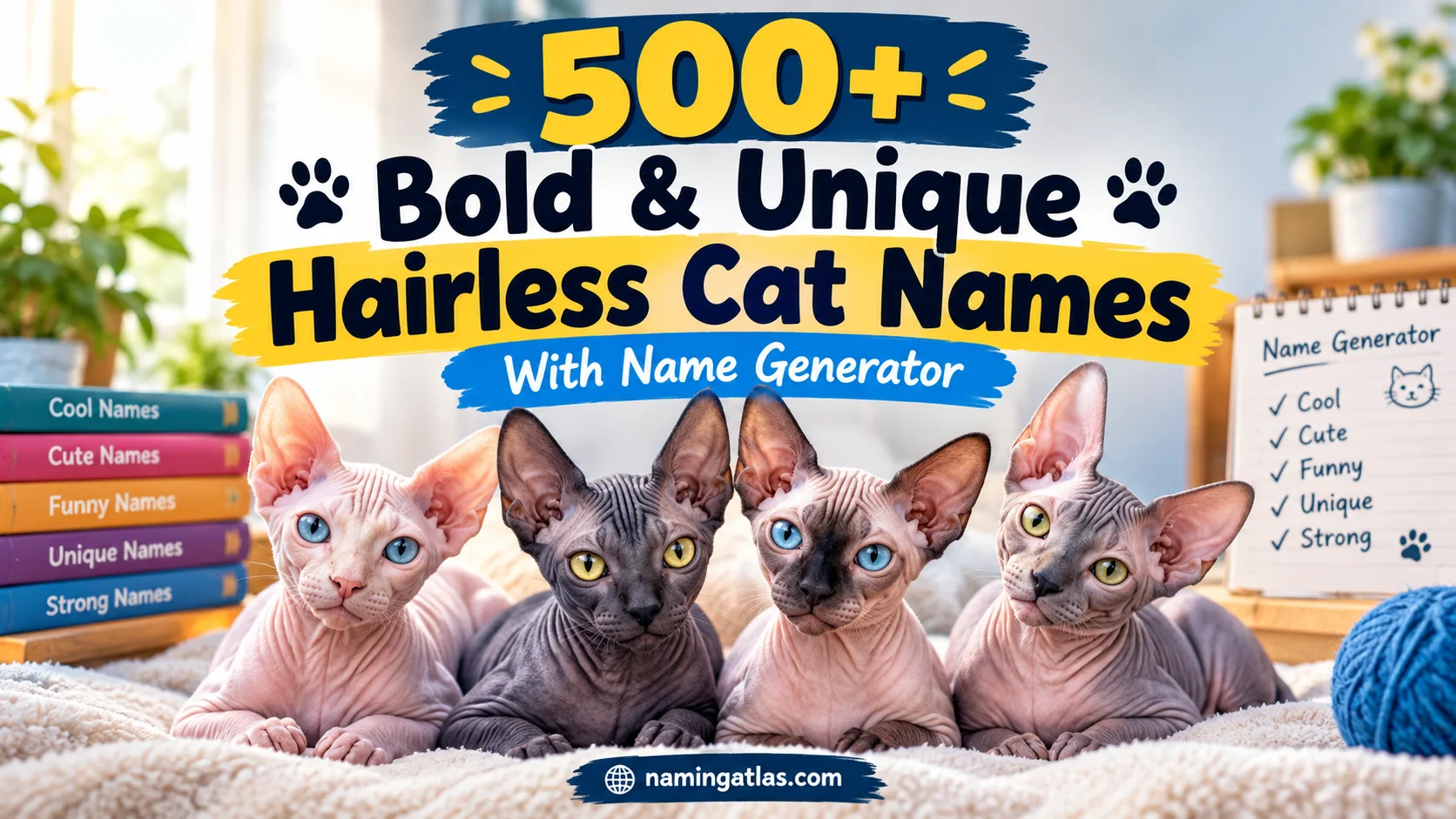 Bold & Unique Hairless Cat Names With Name Generator